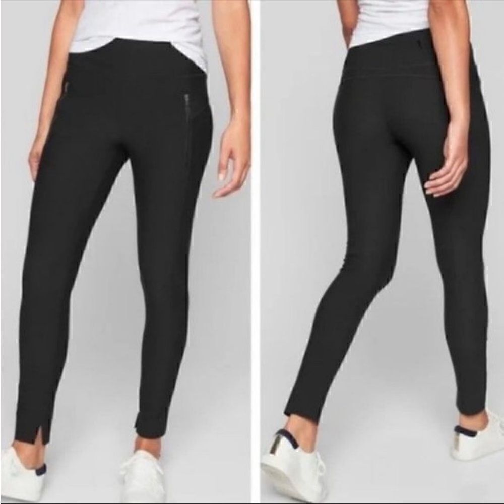 Athleta | Black Stellar Zipper Pocket Tights Yoga Leggings  #870815 | XSP